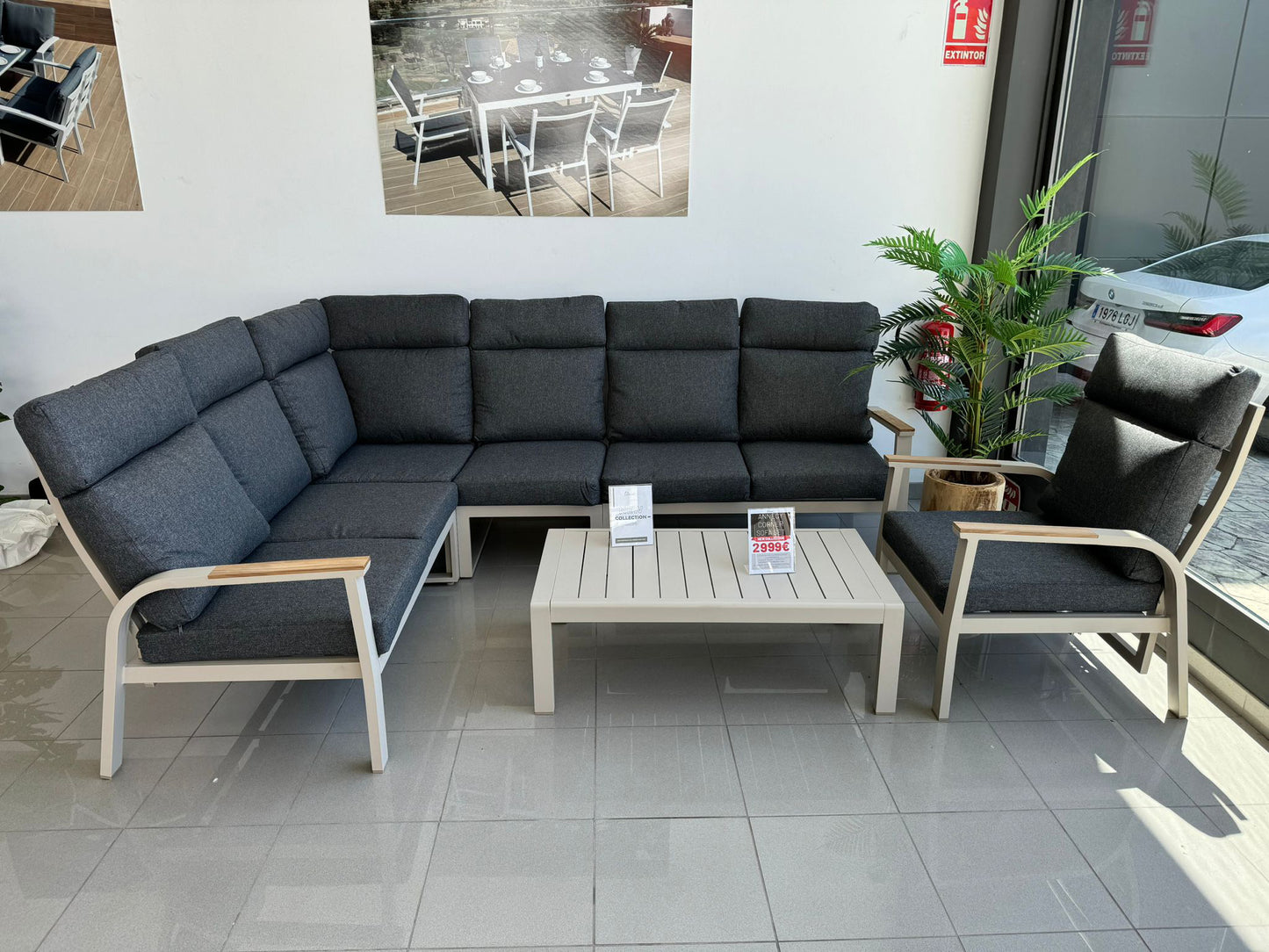Set de sofá esquinero annecy - gris titanio