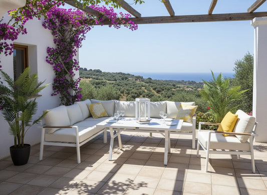 Malibu Corner Sofa Set on an outdoor terrace
