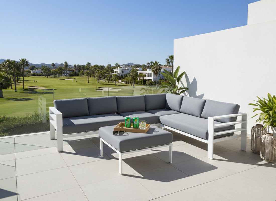Miami Corner Sofa Set on an outdoor terrace