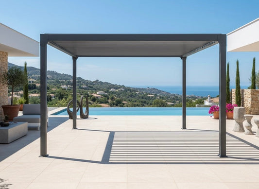 Bioclimatic Pergola 3m by 4m over an outdoor terrace