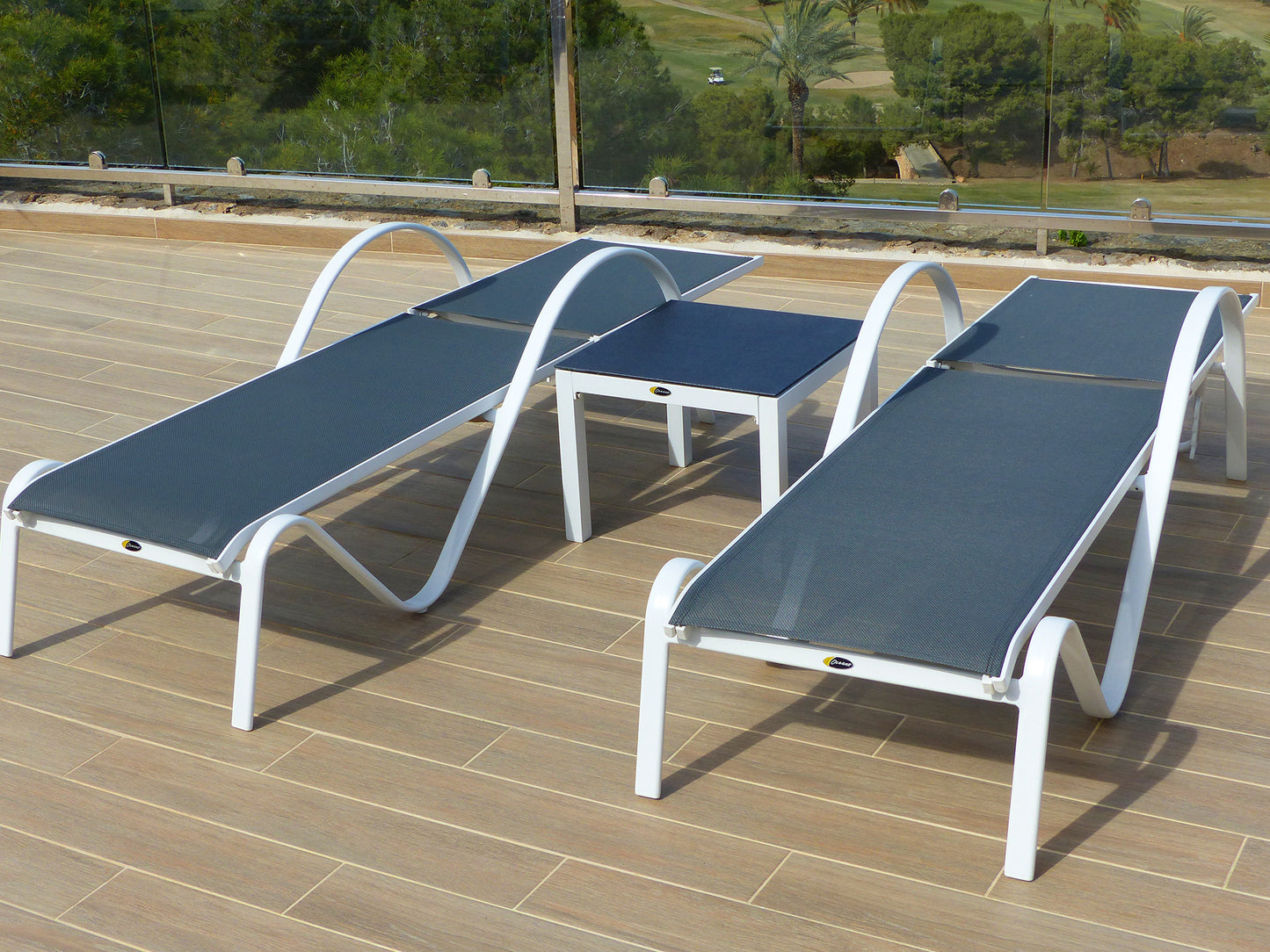 2 Valencia Sun Loungers & Side Table